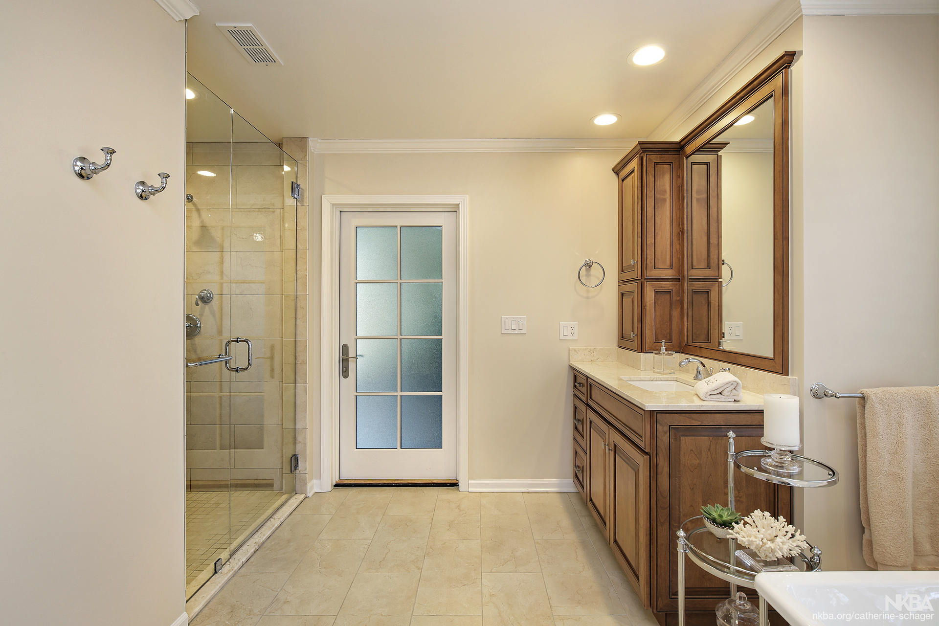 Vanity and walk in shower NKBA