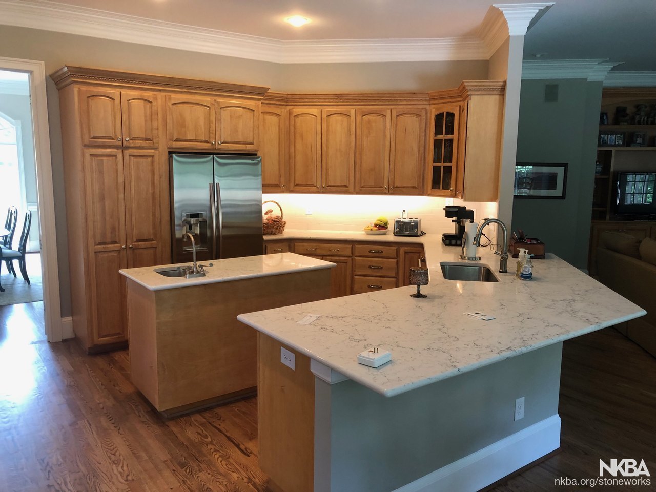 White Attica Quartz Kitchen Countertops Nkba