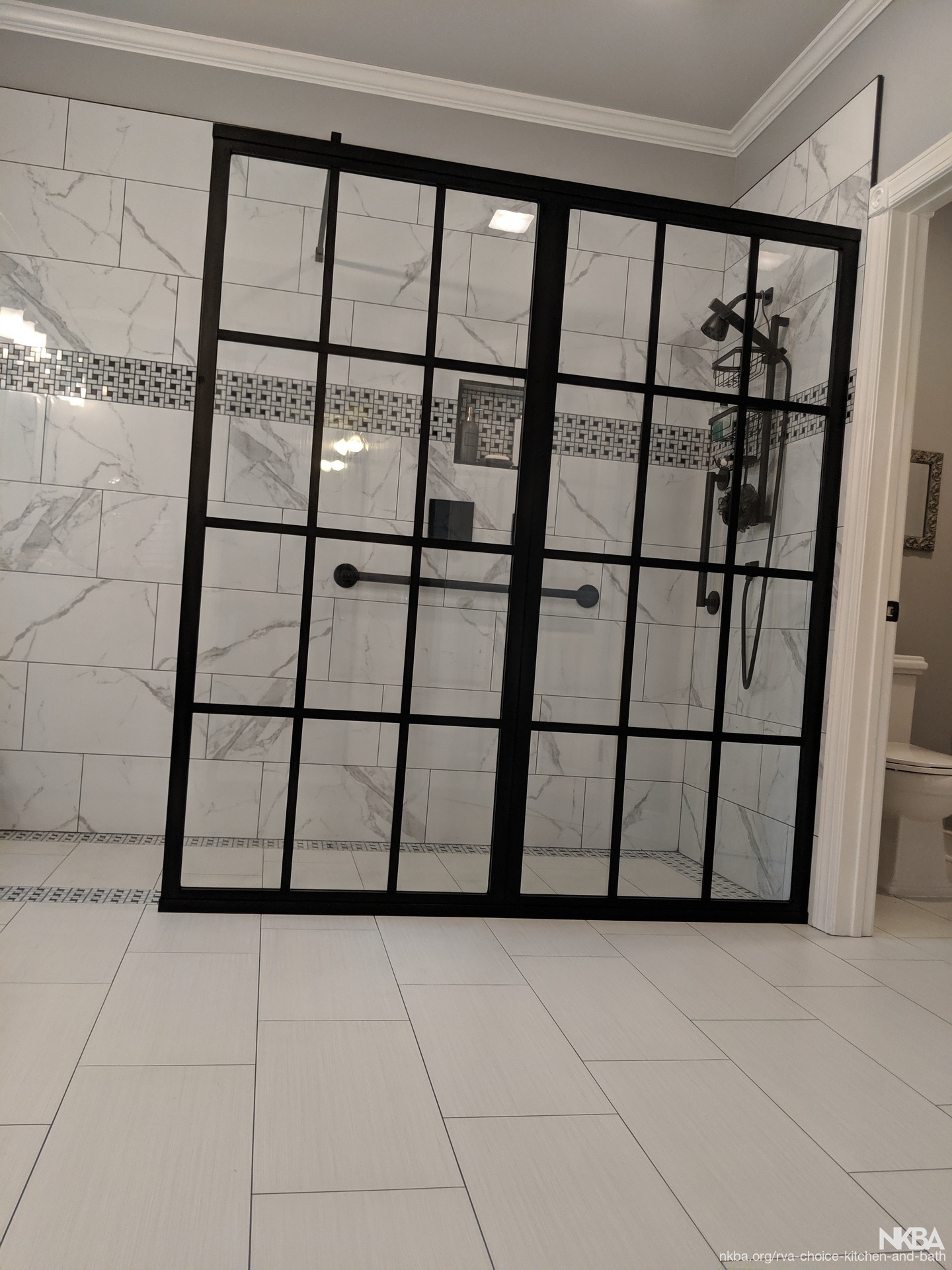 Curbless shower with linear drain NKBA